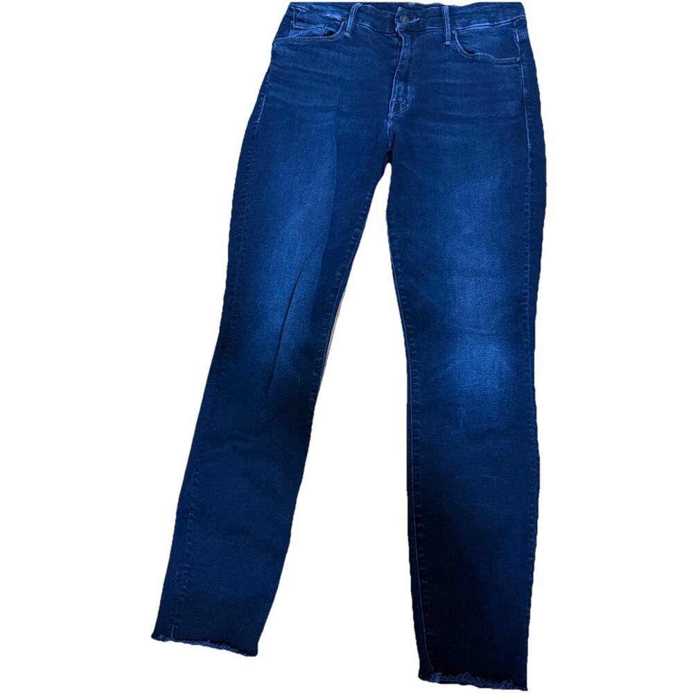 MOTHER Women’s High Waisted Looker Ankle Fray Dark Denim Jeans Size 27